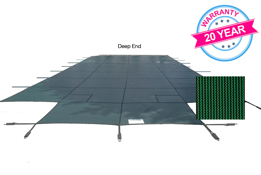 PoolTux 20'x40' King99 Mesh Center Step Safety Cover, Green, 20 Yr. Warranty