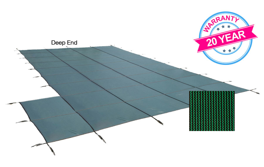 PoolTux 20'x40' King99 Mesh Left Step Safety Cover, Green, 20 Yr. Warranty