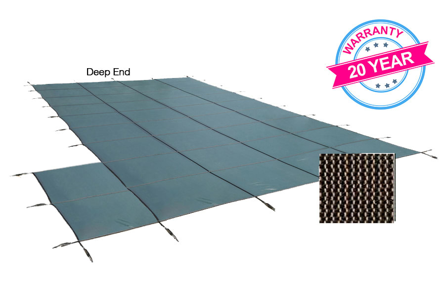 PoolTux 20' x 40' King99 Mesh, Left Step Safety Cover, Tan, 20 Yr. Warranty