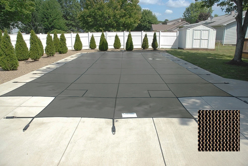 PoolTux 15' x 30' King99 Mesh, Center Step Safety Cover, Tan, 20 Yr. Warranty