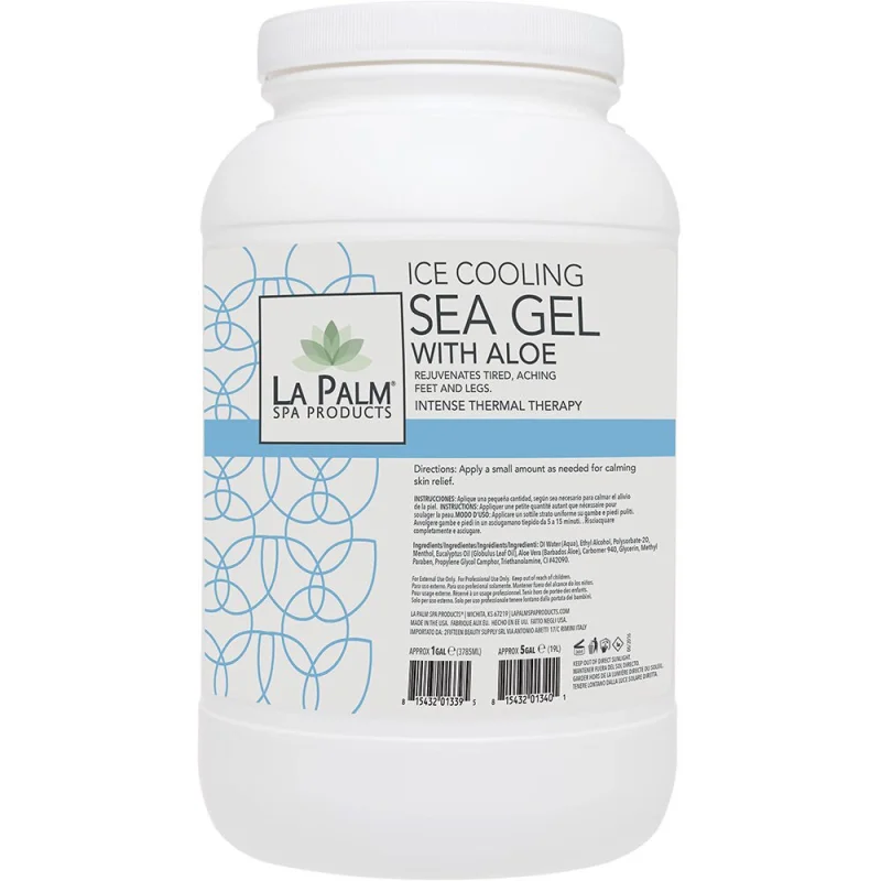 La Palm Ice Cooling Sea Gel with Aloe for Pedicures - Rejuvenates Tired, Aching Feet and Legs - Intense Thermal Therapy / 1 Gallon - 3.79 Liters