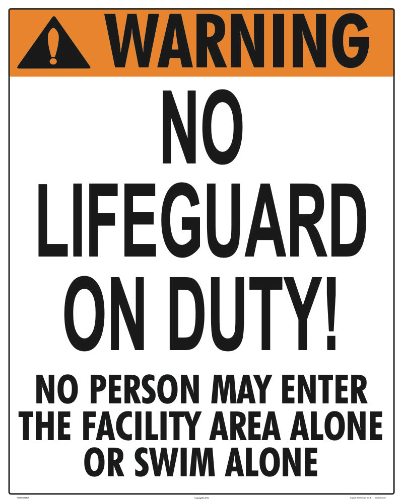 Kentucky No Lifeguard Warning Sign (No Entry) - 24 x 30 Inches on Heavy-Duty Aluminum