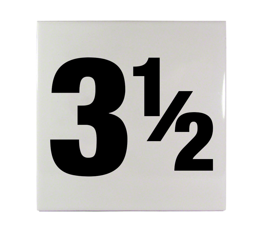 3 1/2 Ceramic Smooth Tile Depth Marker 6 Inch x 6 Inch with 4 Inch Lettering