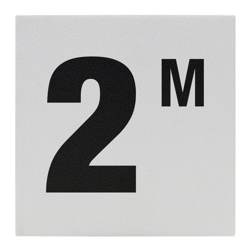 2 M Ceramic Skid Resistant Tile Depth Marker 6 Inch x 6 Inch with 4 Inch Lettering