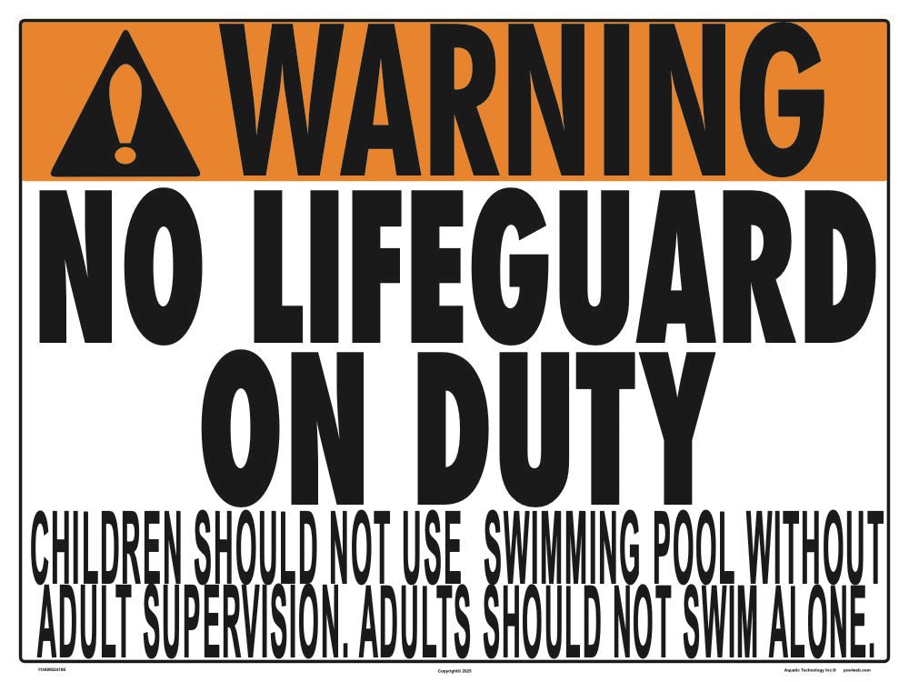 North Carolina No Lifeguard Warning Sign (No Age Limit) - 24 x 18 Inches on Heavy-Duty Aluminum