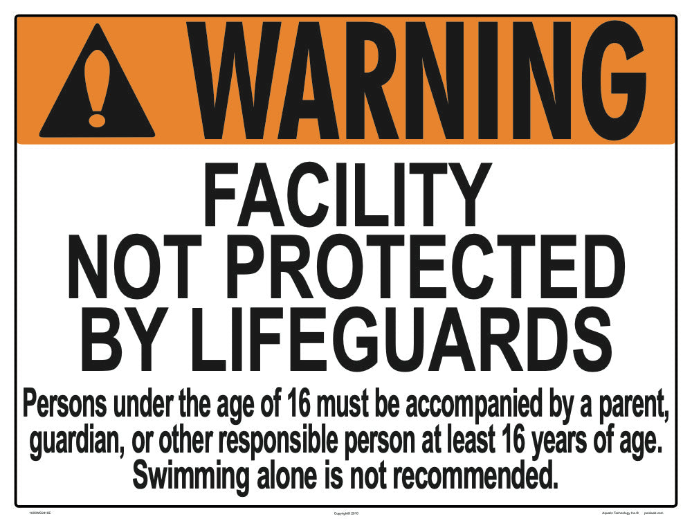 Illinois Facility Not Protected by Lifeguards - 24 x 18 Inches on Heavy-Duty Aluminum