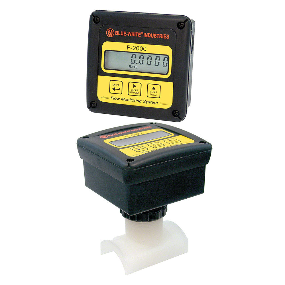 F-2000RTS Digital Paddlewheel Flow Meter - 4 Inch Sch 40 Saddle Mount - Battery 100-1000 GPM - Display Mounted