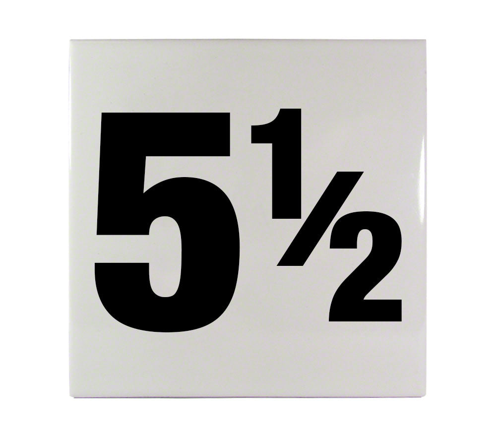 5 1/2 Ceramic Smooth Tile Depth Marker 6 Inch x 6 Inch with 4 Inch Lettering