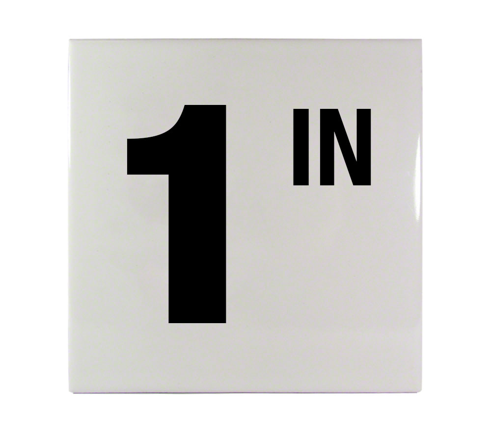 1 IN Ceramic Smooth Tile Depth Marker 6 Inch x 6 Inch with 4 Inch Lettering