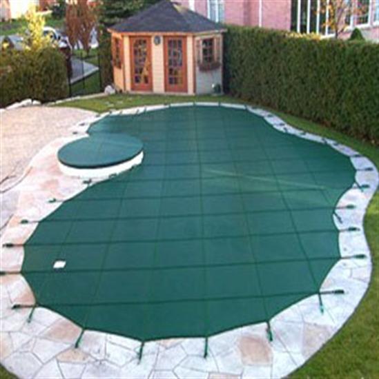 Mesh Safety Pool Cover -Pool Size: 16' x 38' Green Rectangle Arctic Armor Gold 15 Yr Warranty