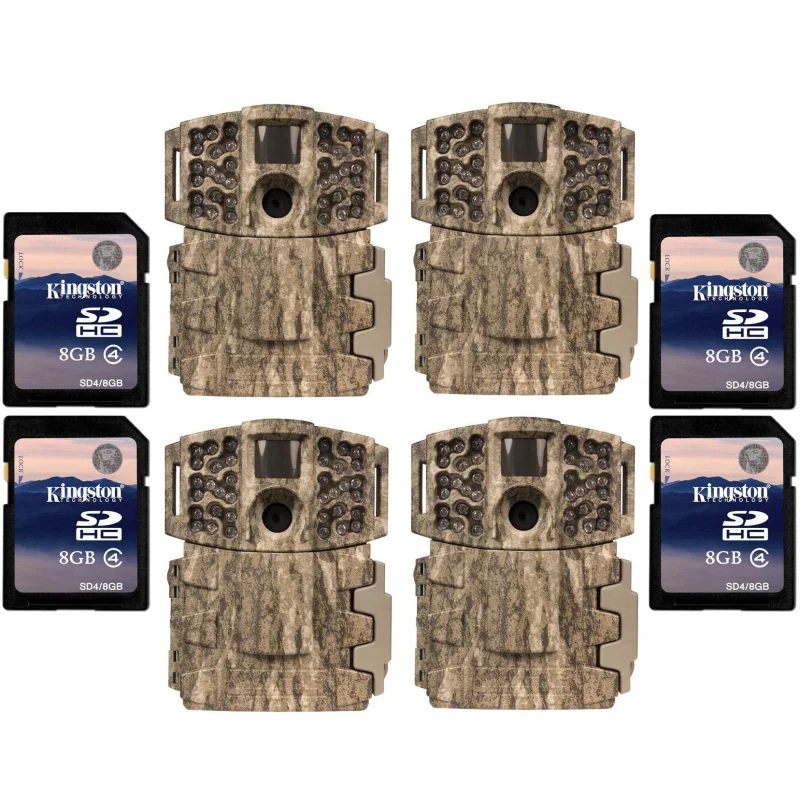 Moultrie No Glow Invisible 14MP Mini 888i IR Trail Game Cameras (4) + SD Cards