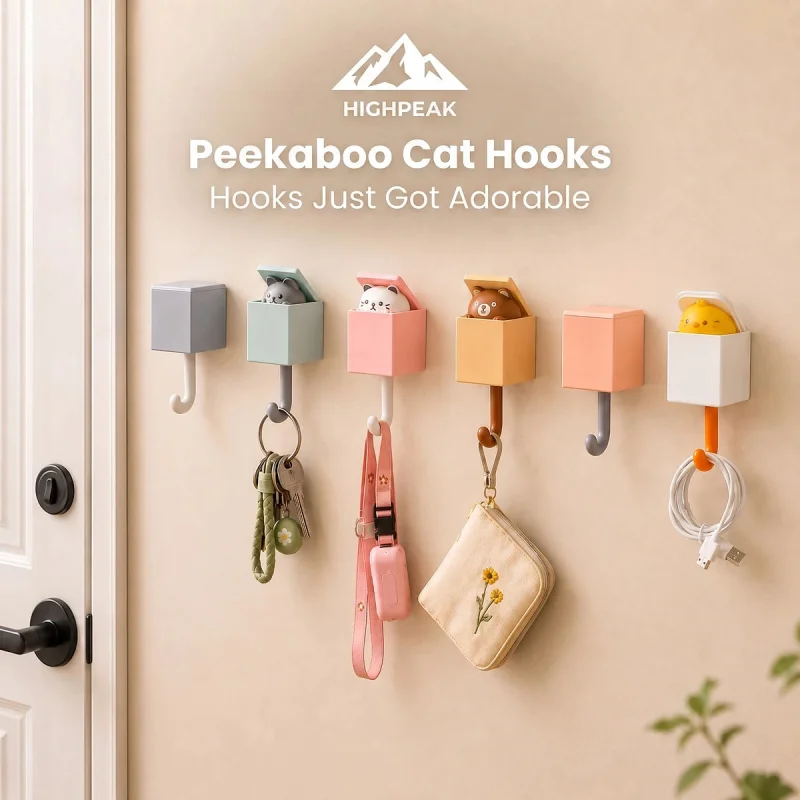 Peekaboo Cat Hooks Cloud Blue w/ White Cat