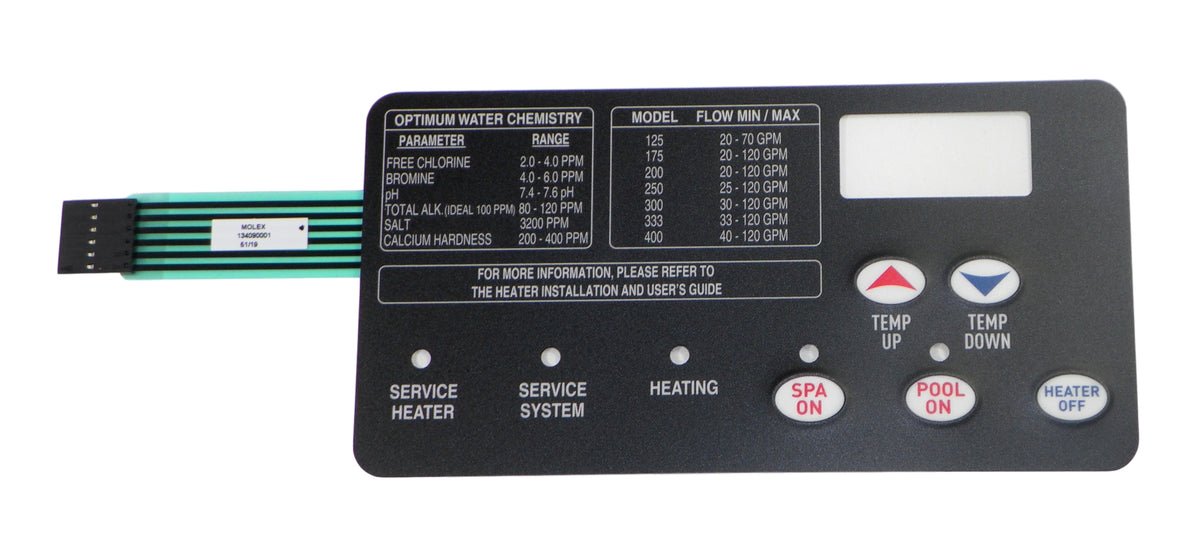 Pentair 472610Z Switch Membrane Pad Replacement MasterTemp Pool or Spa Heater