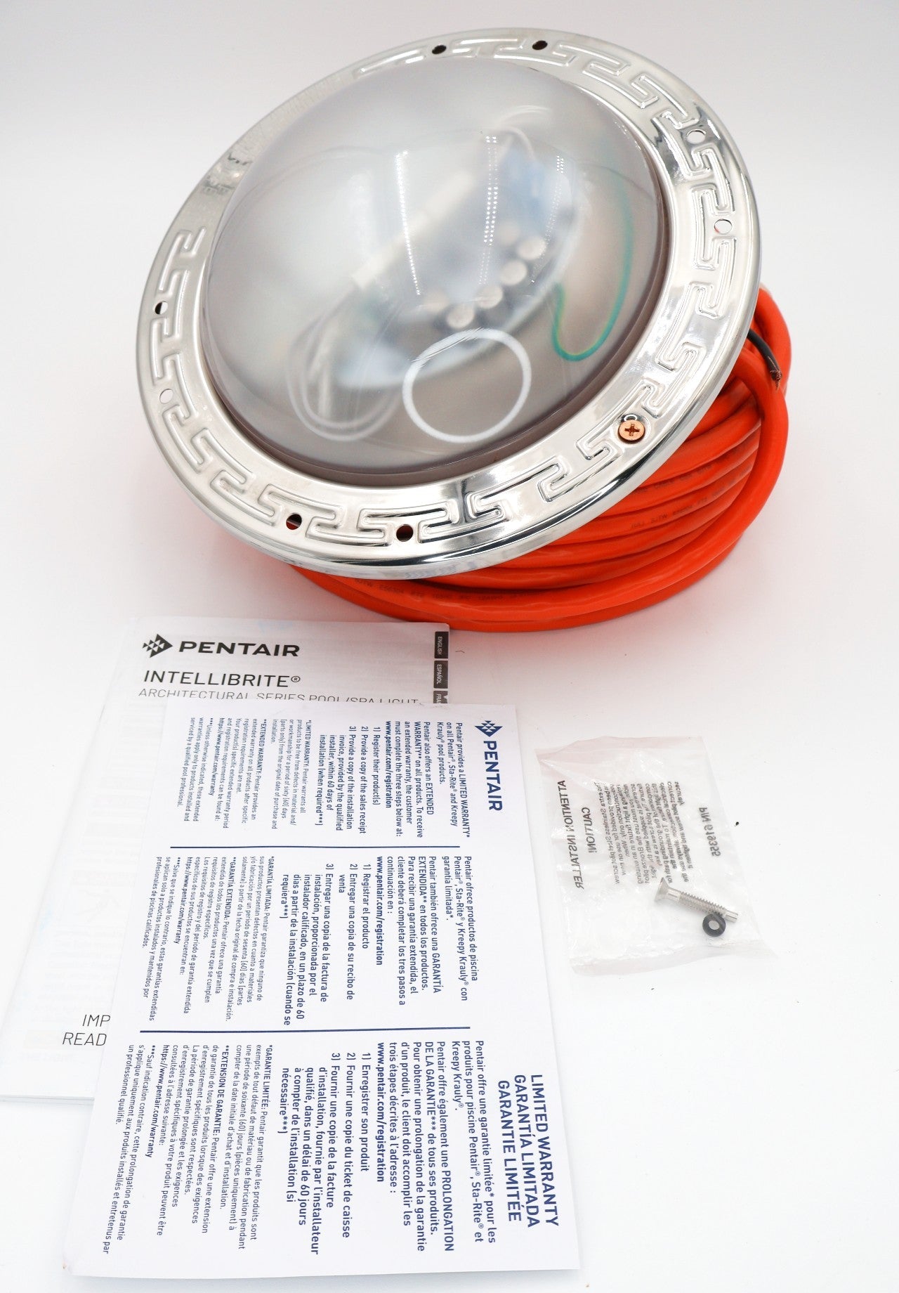 Pentair Intellibrite Architectural Series LED White 500W Equivalent Pool Light 100' 12V EC-602234