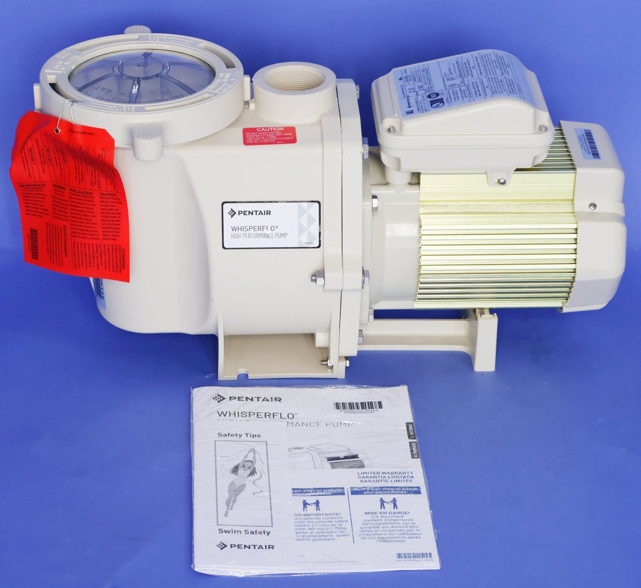 Pentair WhisperFlo 1-Speed High-Performance Pump with TEFC Motor 2 HP 208-230V 011529