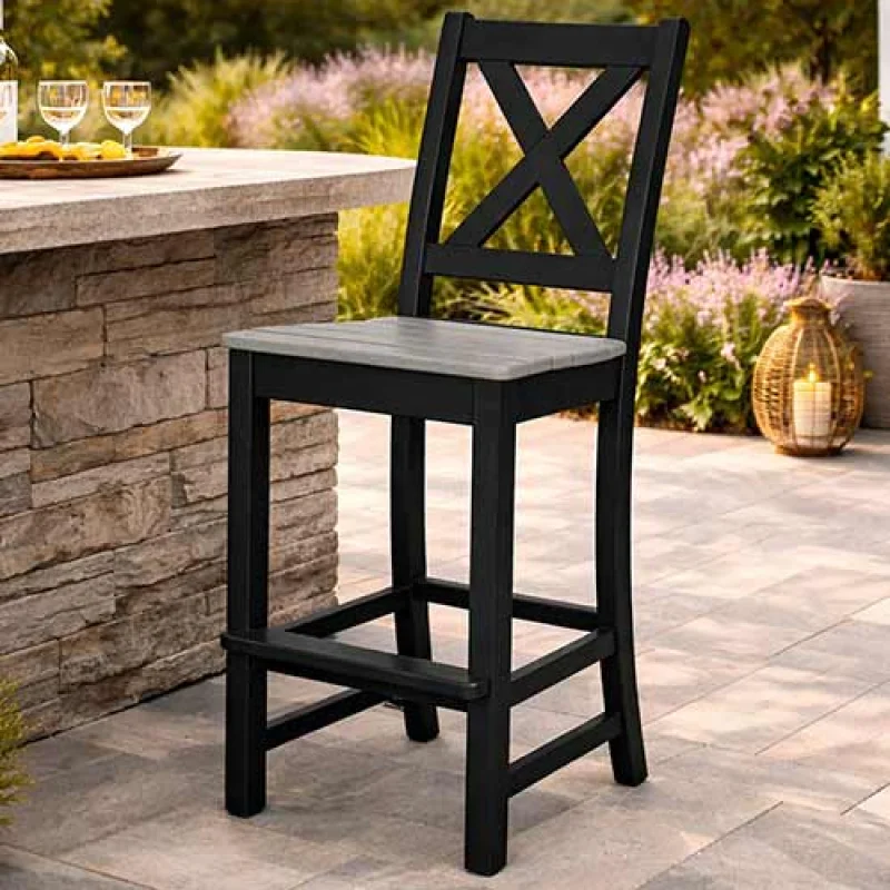 POLYWOOD Braxton Bar Side Chair - Select Accents - TGD182 Black / Driftwood