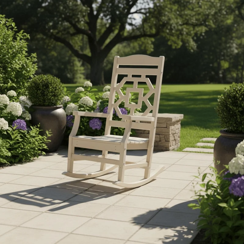 POLYWOOD Chinoiserie Rocking Chair - MSRK195 Slate Grey