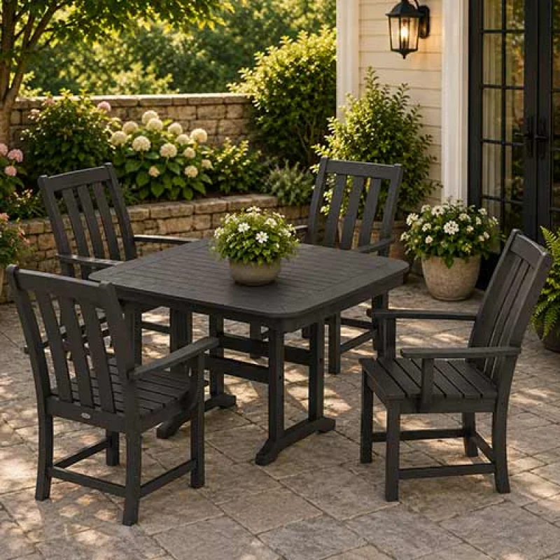 POLYWOOD Vineyard 5-Piece Dining Set with Trestle Legs - PWS938-1 Grey