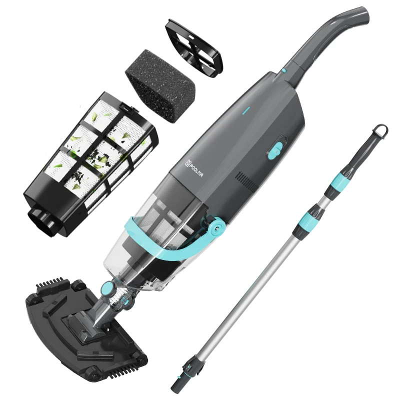 PoolMr Cordless Handheld Pool Vacuum, Rechargeable Pool Cleaner with 18.5 Gal/Min Suction, 60 Min Runtime, Dual-Phase Cleaning System, Ideal for Above Ground Pools, Spas, Hot Tubs, Black