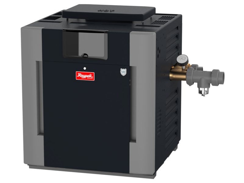 RayPak Digital Low NOx Pool & Spa Heater, 332.5k BTU, Natural Gas, Copper HEx, 0-5k FT, 017707, B-R3