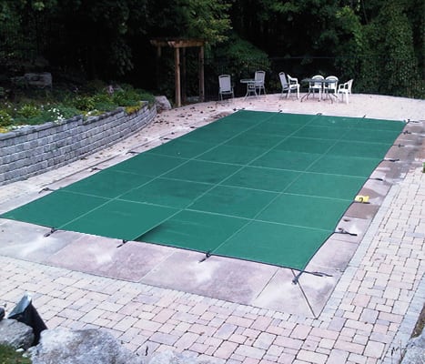 PoolTux 12'x24' King Light Weight Solid Rectangle Safety Cover, Green, 20 Yr. Warranty