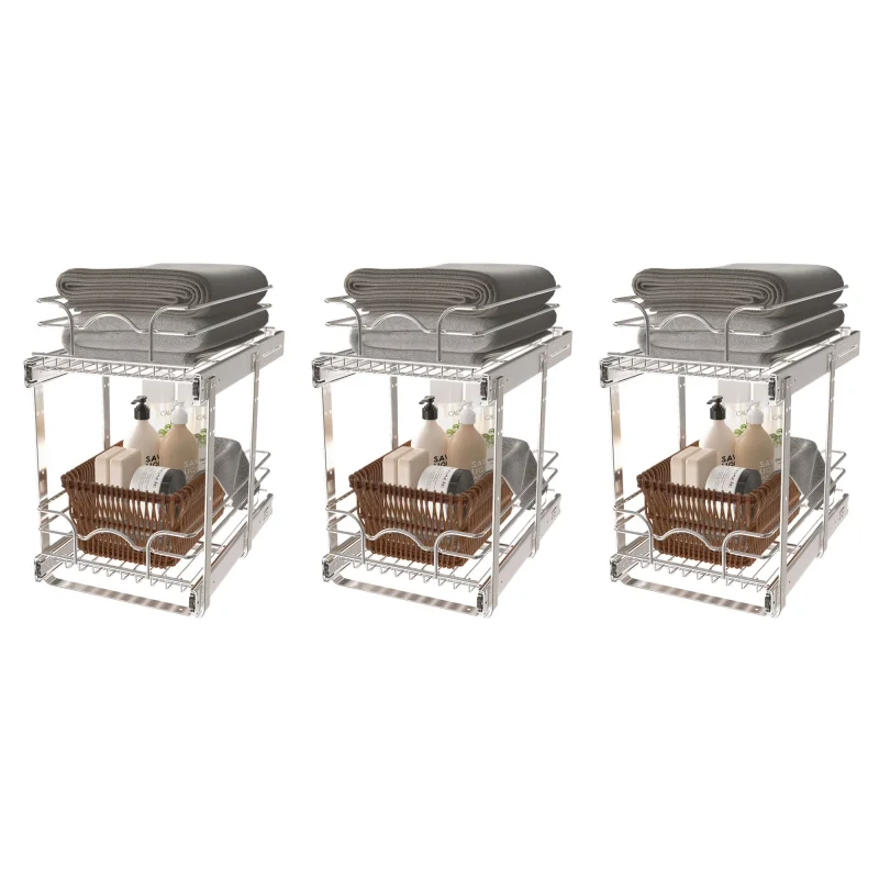 Rev-A-Shelf Kitchen Pull Out Shelf Organizer, 12 x 18 In, 5WB2-1218CR-1 (3 Pack)