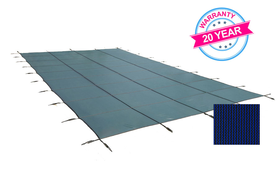 PoolTux 16' x 36' King99 Mesh Rectangle Safety Cover, Blue, 20 Yr. Warranty