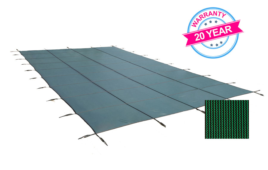 PoolTux 18'x40' King99 Mesh Rectangle Safety Cover, Green, 20 Yr. Warranty