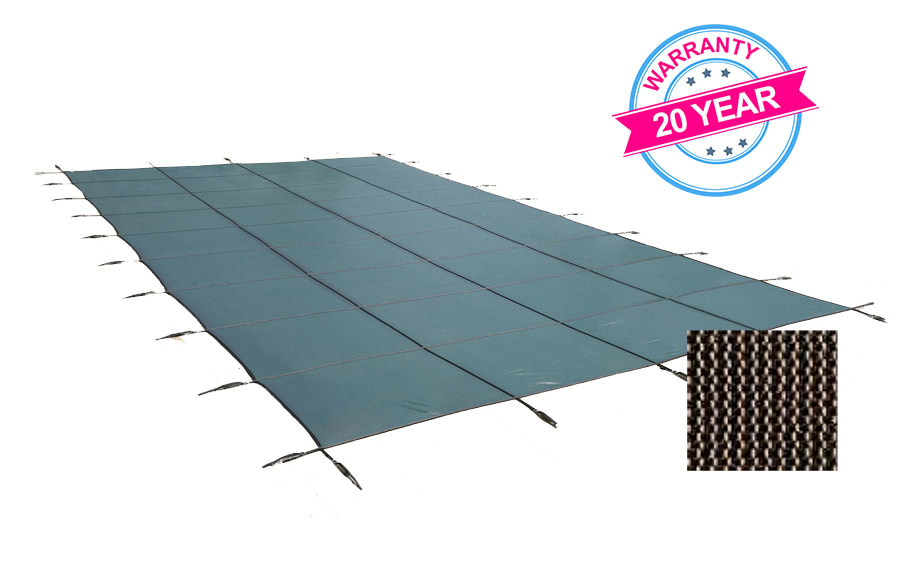 PoolTux 16' x 38' King99 Mesh Rectangle Safety Cover, Tan, 20 Yr. Warranty