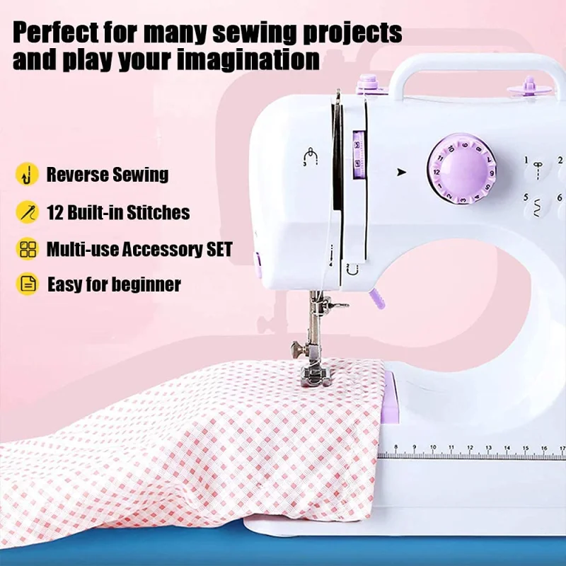 rxmeili Sewing Machine Portable mini Electric Sewing Machine for beginners 12 Built-in Stitches 2 Speed with Foot PedalLight, Storage Drawer.