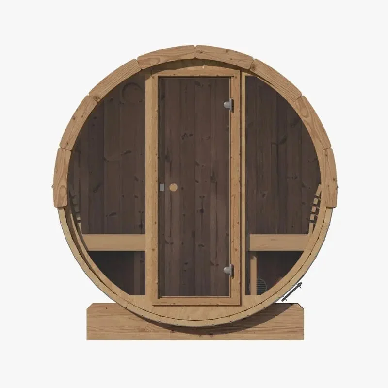 SaunaLife 4-Person Panoramic Outdoor Barrel Sauna Model E7G | AQVINA World