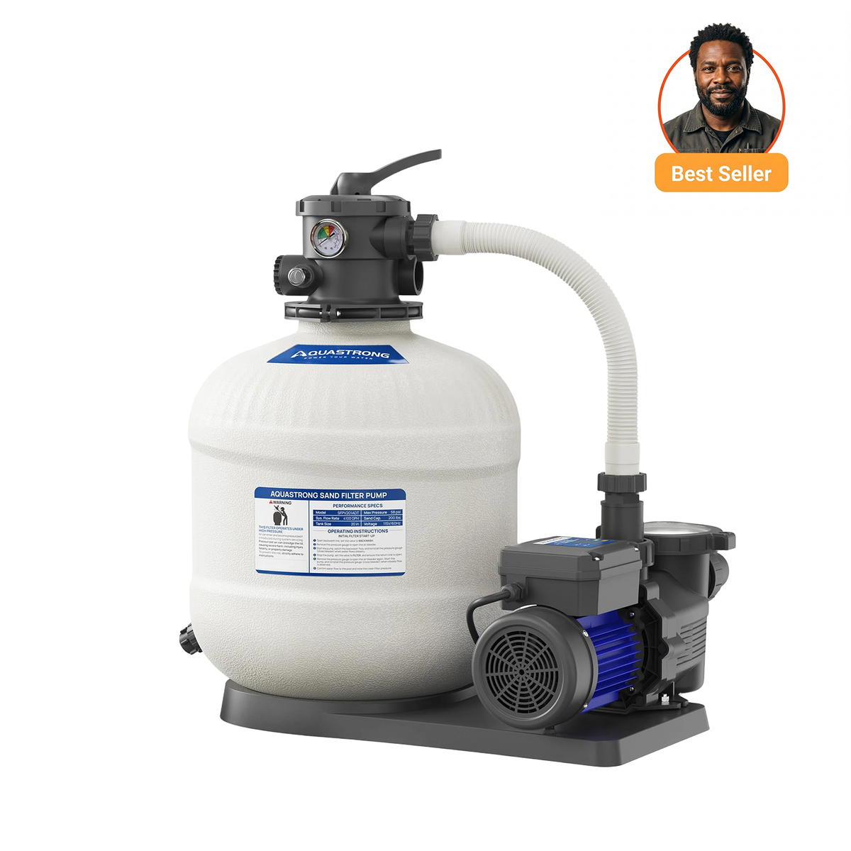 SFPV201ADT 2HP Sand Filter Pump Dual Speed with Timer 20in Up to 21000GAL