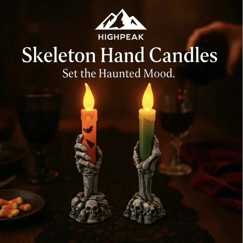 Skeleton Hand Halloween Candles Orange