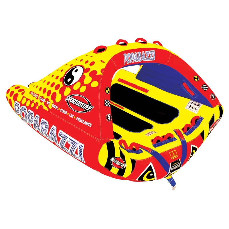 SPORTSSTUFF 53-1750 Poparazzi Triple Rider Inflatable Towable Tube w/ Tow Rope