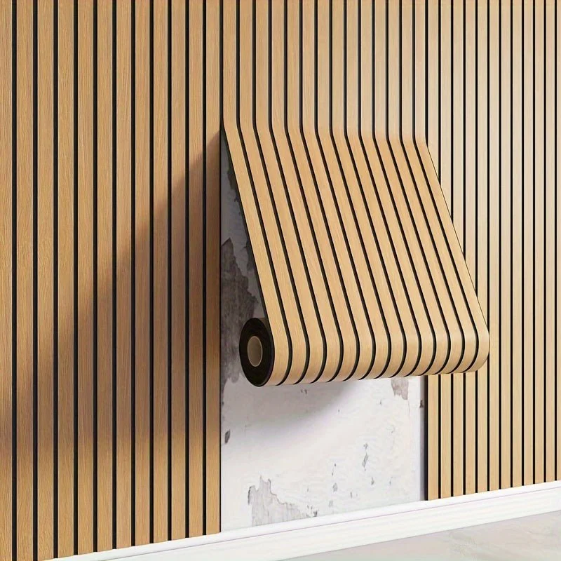Stylish 3D PVC Wall Panels with Wood Texture | Self-Adhesive Design for Easy Home Upgrade Light brown