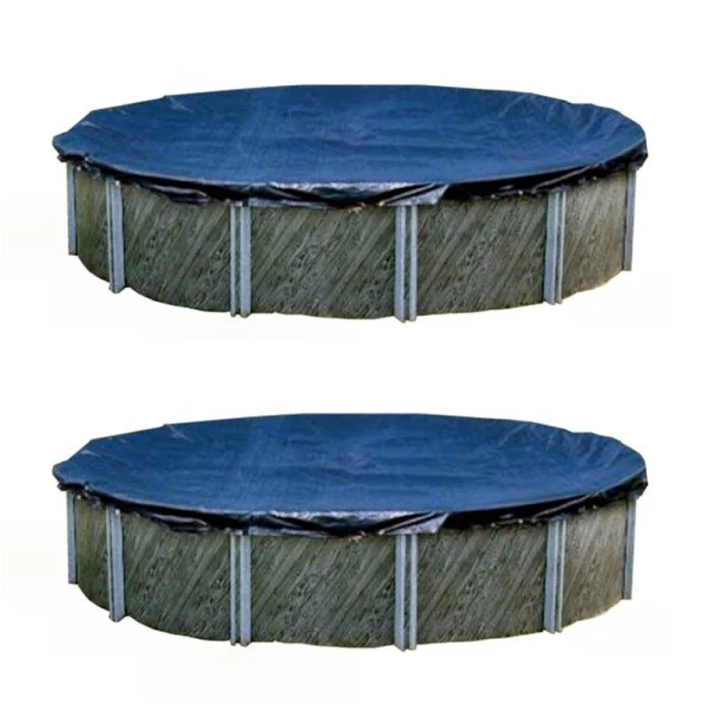 Swimline 33 Foot Heavy Duty Round Above Ground Winter Pool Cover, Blue (2 Pack)
