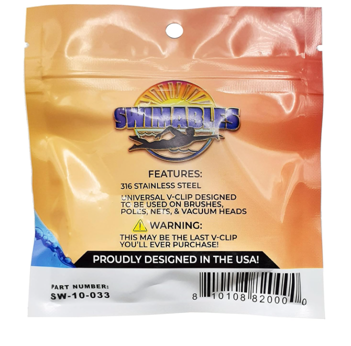 Swimables | SW-10-033 | Stainless Steel Universal V‑Clip, 3‑Pack | Fits All Pool & Spa Accessories