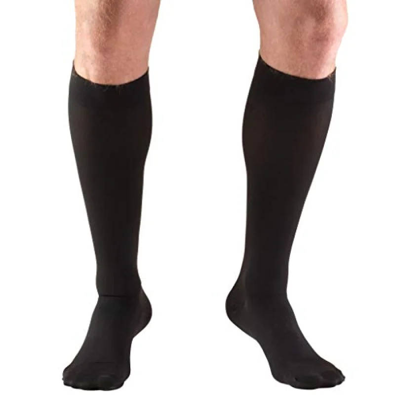 Truform 20-30 mmHg Medical Compression Stockings, Smooth Stretch Microfiber, Knee High, Closed Toe, Black, Small