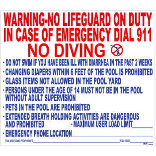 National Stock Sign | TX4148 | 41" x 47" Texas Pool Rules Sign