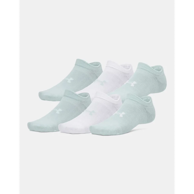 Under Armour Essential Unisex 6-Pack No-Show Socks (Enamel Blue/White) Size L