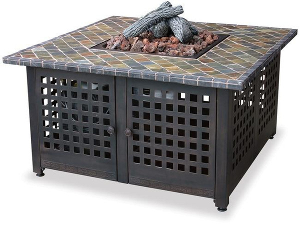 Uniflame LP Gas Outdoor Firebowl with Slate and Marble Mantel