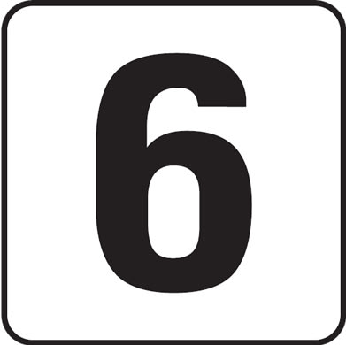 Inlays 6 6x6 Stick-On, 4" Numbers, Vinyl