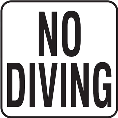 Inlays NO DIVING 6x6 Stick-On, 2" Letters, Vinyl