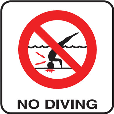 Inlays NO DIVING 8x8 Stick-On with Image, Vinyl