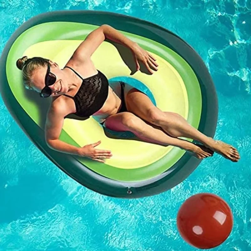 Vepine Avocado Pool Float | Inflatable Lounge with Detachable Ball for Summer Fun