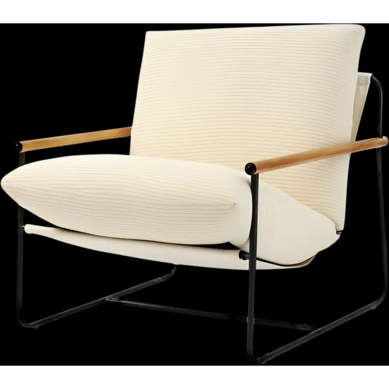 Vevor Accent Chair Modern Upholstered Metal Frame Wood Armrest Beige New