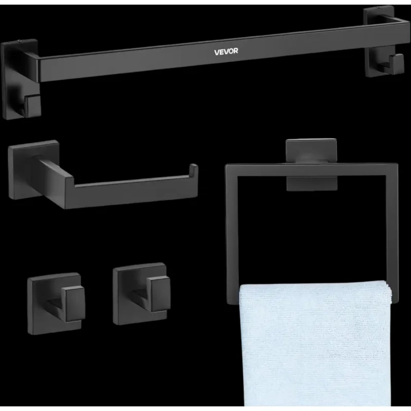 Vevor Bathroom Hardware Set 5-Piece 24" Matte Black Wall-Mounted New