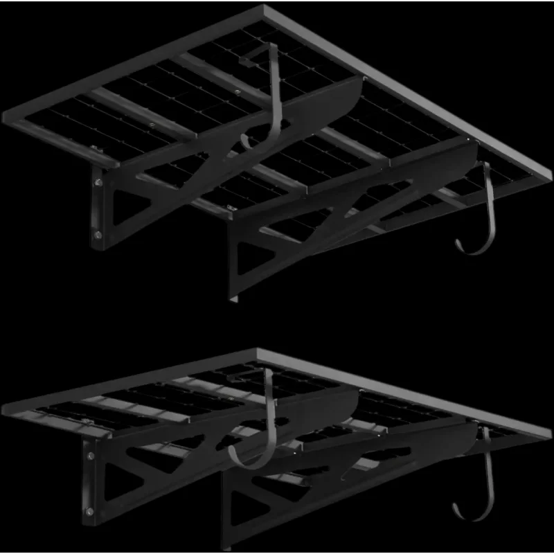 Vevor Garage Shelving 2-Tier Heavy-Duty Wall Mounted 24" x 36" Storage Rack with Hooks Black New