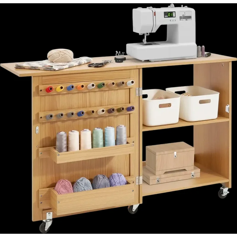 Vevor Sewing Table Folding Storage Cabinet with Wheels and Shelves New