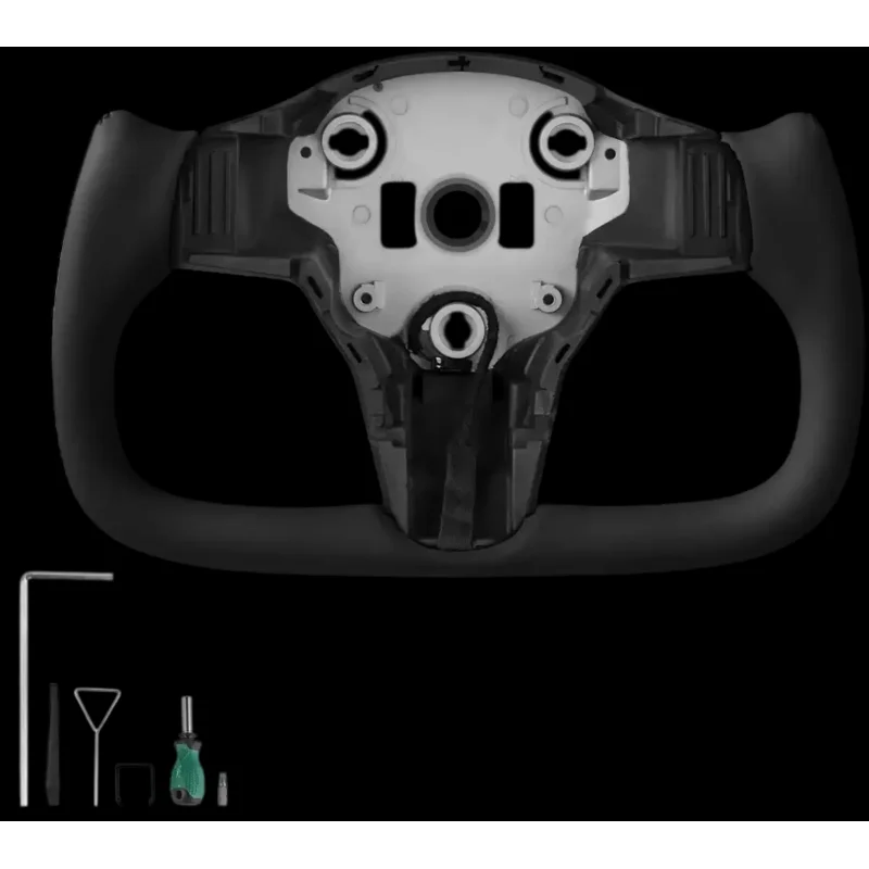 Vevor Steering Wheel Carbon Fiber Heated D-Shaped Flat-Bottom for 2016-2023 Tesla Model 3 Black New